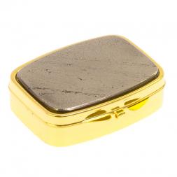 Таблетница на 2 отделения камень пирит цвет золото