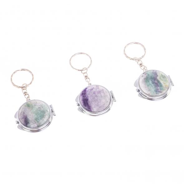 Складное зеркало брелок из флюорита круглое 126646