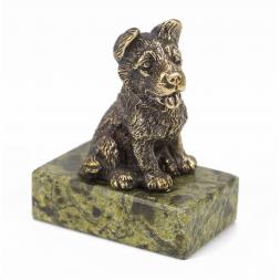 Статуэтка &amp;quot;Собачка средняя №2&amp;quot; из бронзы и змеевика