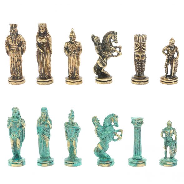 Шахматы &amp;quot;Александр Макендонский&amp;quot; фигуры бронза / патина  доска 36х36 см мрамор 128366