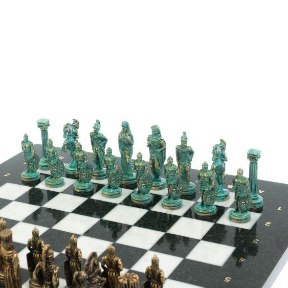 Шахматы &amp;quot;Александр Макендонский&amp;quot; фигуры бронза / патина  доска 36х36 см мрамор 128366