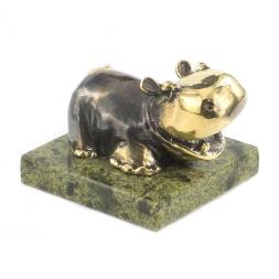 Статуэтка "Бегемот разиня" бронза змеевик