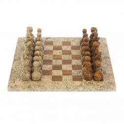 Шахматы из камня &amp;quot;Дебют&amp;quot; оникс, ракушечник доска 25х25 см