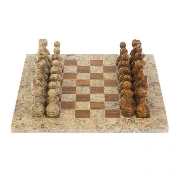 Шахматы из камня &amp;quot;Дебют&amp;quot; оникс, ракушечник доска 25х25 см 128887