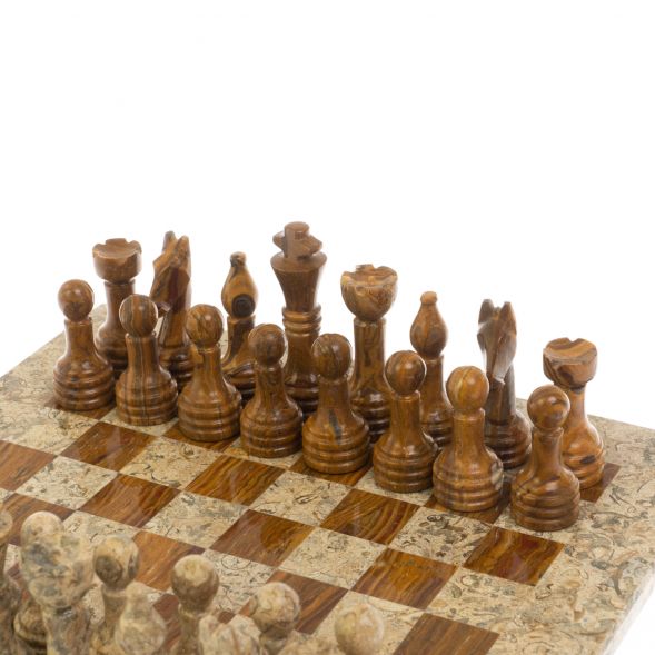 Шахматы из камня &amp;quot;Дебют&amp;quot; оникс, ракушечник доска 25х25 см 128887