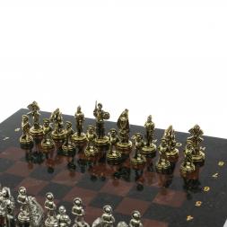 Шахматы &amp;quot;Дон Кихот&amp;quot; доска 28х28 см из камня лемезит змеевик