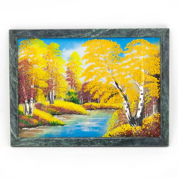 Картина из камня &amp;quot;Осенний пейзаж&amp;quot; рамка змеевик 23х33 см 111220