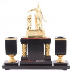 Настольный набор из яшмы с бронзой "Россия"