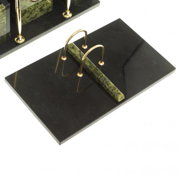 Письменный набор &amp;quot;Канцелярский&amp;quot; с часами камень змеевик 124050