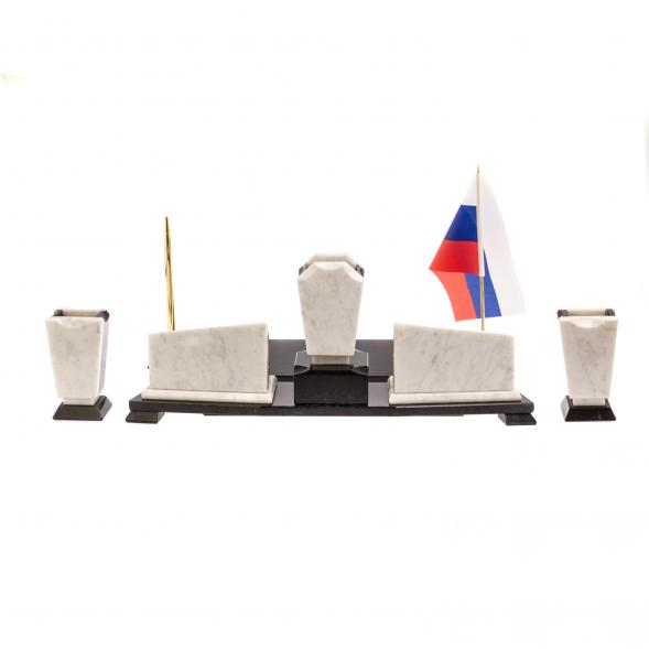 Офисный канцелярский набор &amp;quot;Бюрократ&amp;quot; из белого мрамора 126647