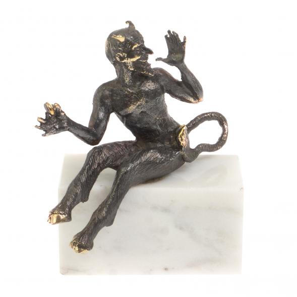 Бронзовая статуэтка &amp;quot;Чертик&amp;quot; на подставке из мрамора 126793