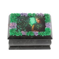 Шкатулка &amp;quot;Хозяйка медной горы&amp;quot; змеевик 10х6,5х6 см