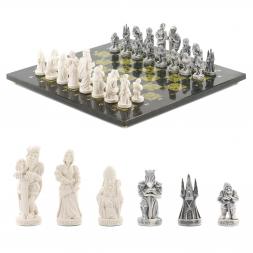 Подарочные шахматы &amp;quot;Средневековье&amp;quot; камень змеевик 40х40 см