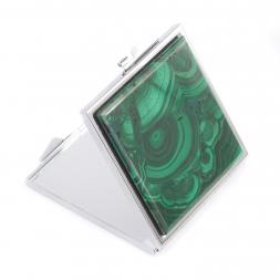 Зеркало квадратное карманное из малахита цвет серебро