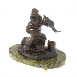 Бронзовая статуэтка &amp;quot;Емеля&amp;quot; на подставке из змеевика