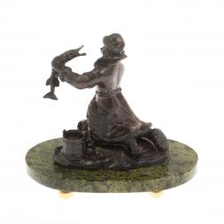 Бронзовая статуэтка &amp;quot;Емеля&amp;quot; на подставке из змеевика