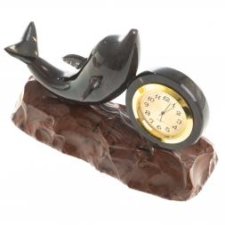 Часы декоративные "Дельфин" из коричневого обсидиана