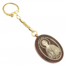 Брелок-оберег с молитвой &amp;quot;Святой Никита&amp;quot; камень обсидиан