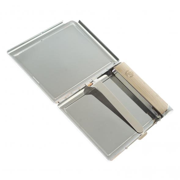 Портсигар на 10 сигарет с зажигалкой камень тигровый глаз 123429