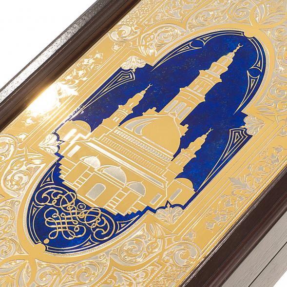 Подарочные нарды &amp;quot;Восточные&amp;quot; с эмалью камень лазурит Златоуст 123619