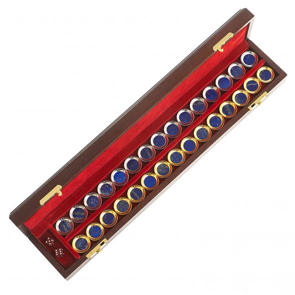 Подарочные нарды &amp;quot;Восточные&amp;quot; с эмалью камень лазурит Златоуст 123619