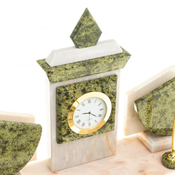 Письменный прибор с гербом и флагом России камень мрамор, змеевик 123784