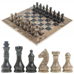 Шахматы &amp;quot;Дебют&amp;quot; мрамор, ракушечник доска 38х38 см