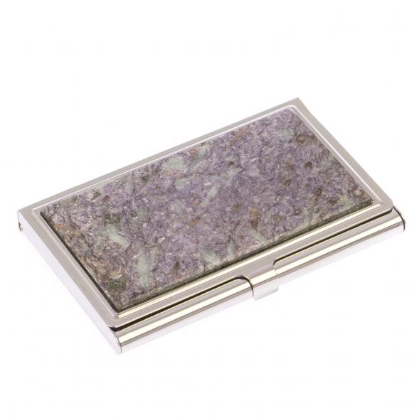 Карманная визитница камень лепидолит цвет серебро 125740