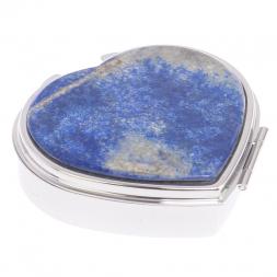 Таблетница &amp;quot;Сердце&amp;quot; на 3 отделения камень лазурит афганский цвет серебро