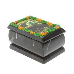 Шкатулка "Хозяйка медной горы" змеевик каменная крошка 10х6,5х6 см