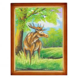 Картина &amp;quot;Лось&amp;quot; багет дерево 36х46 см, каменная крошка