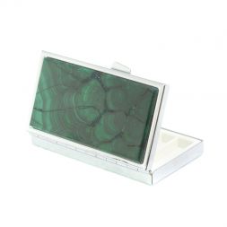 Таблетница на 7 отделений камень малахит серебристая