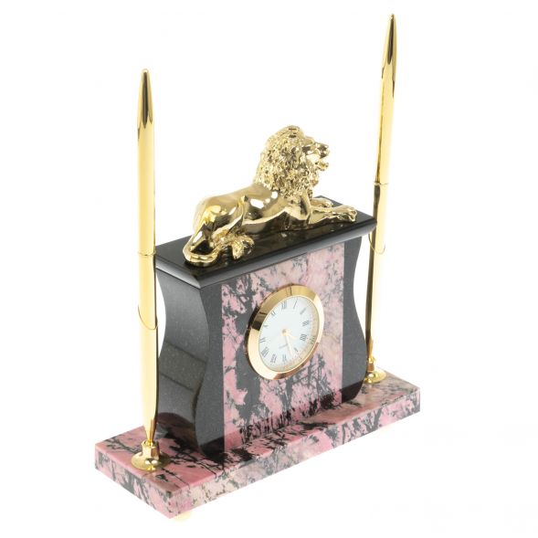 Часы  Лев&amp;quot; из родонита 129266