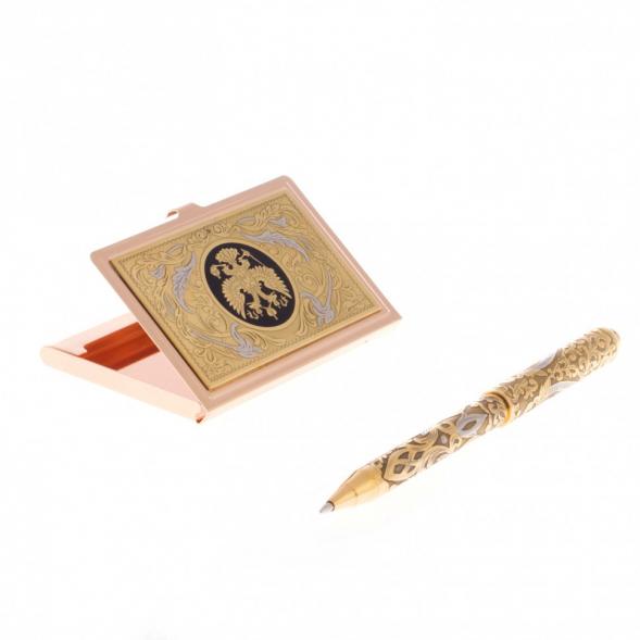 Набор визитница с ручкой &amp;quot;Герб России&amp;quot; Златоуст 122166