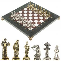 Шахматы "Дон Кихот" доска 28х28 см из камня лемезит мрамор фигуры металлические