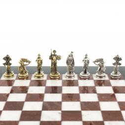 Шахматы "Дон Кихот" доска 28х28 см из камня лемезит мрамор фигуры металлические