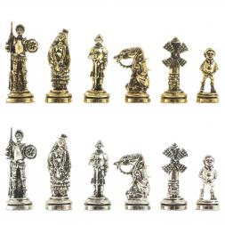 Шахматы "Дон Кихот" доска 28х28 см из камня лемезит мрамор фигуры металлические