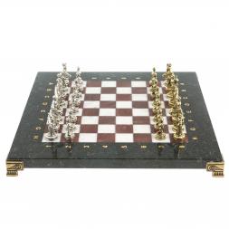 Шахматы "Дон Кихот" доска 28х28 см из камня лемезит мрамор фигуры металлические