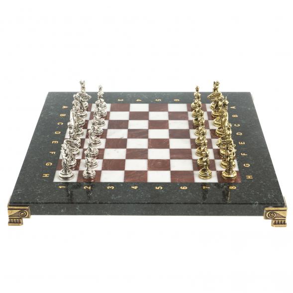 Шахматы &amp;quot;Дон Кихот&amp;quot; доска 28х28 см из камня лемезит мрамор фигуры металлические 122687