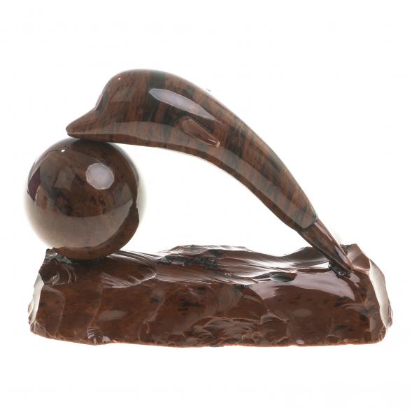 Сувенир фигурка &amp;quot;Дельфин с шаром&amp;quot; коричневый обсидиан 123247