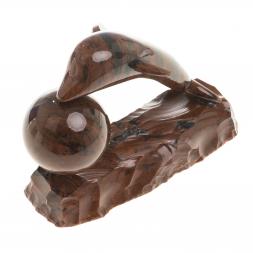 Сувенир фигурка &amp;quot;Дельфин с шаром&amp;quot; коричневый обсидиан