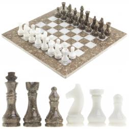 Шахматы &amp;quot;Битва&amp;quot; ракушечник, мрамор доска 38х38 см
