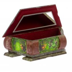 Шкатулка из камня "Хозяйка медной горы" с рисунком зима змеевик, лемезит 28х13х9 см