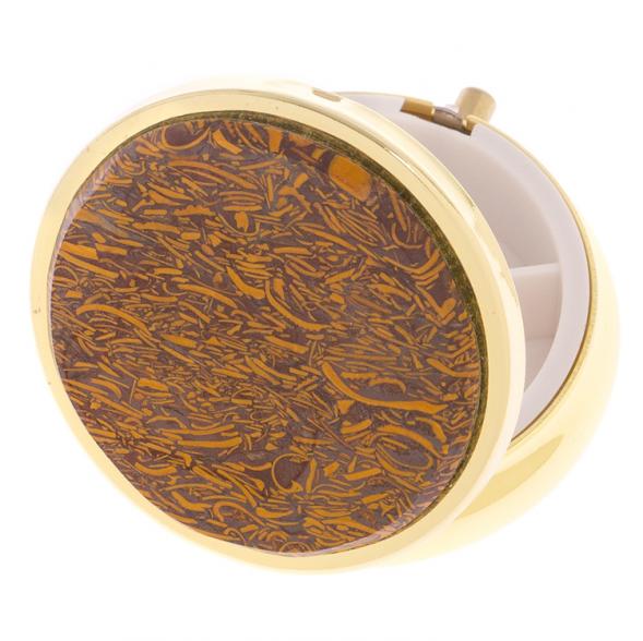 Таблетница на 3 отсека камень змеиная яшма цвет золото 125895