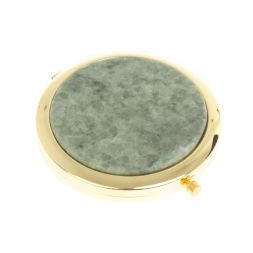 Зеркало круглое из камня жадеит цвет золото