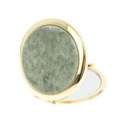 Зеркало круглое из камня жадеит цвет золото