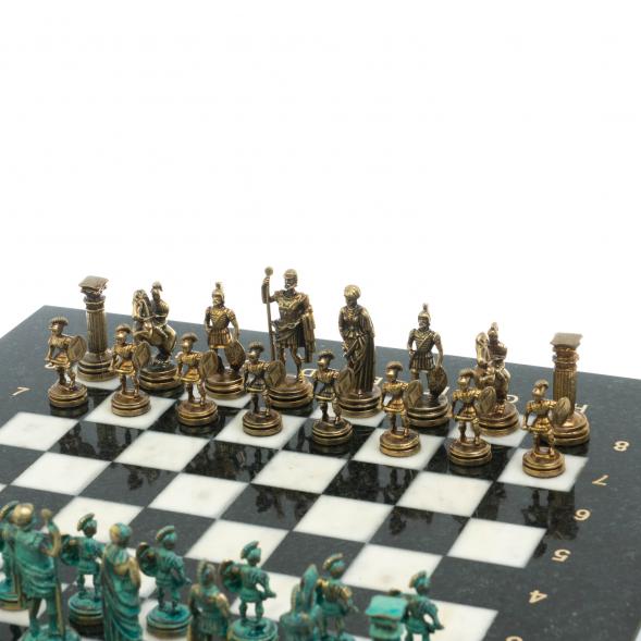 Шахматы &amp;quot;Римские воины&amp;quot; фигуры бронза / патина 28х28 см из мрамора 128205