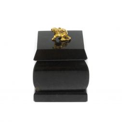 Шкатулка &amp;quot;Мышка&amp;quot; из черного змеевика 4,5х4,5х6 см