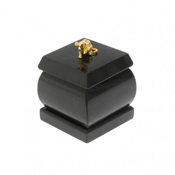 Шкатулка &amp;quot;Мышка&amp;quot; из черного змеевика 4,5х4,5х6 см 128737