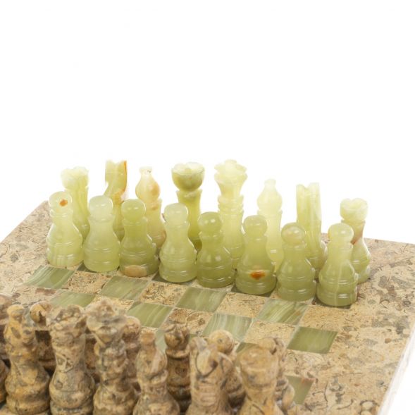 Каменные шахматы &amp;quot;Сувенирные&amp;quot; оникс, ракушечник доска 20х20 см 128889